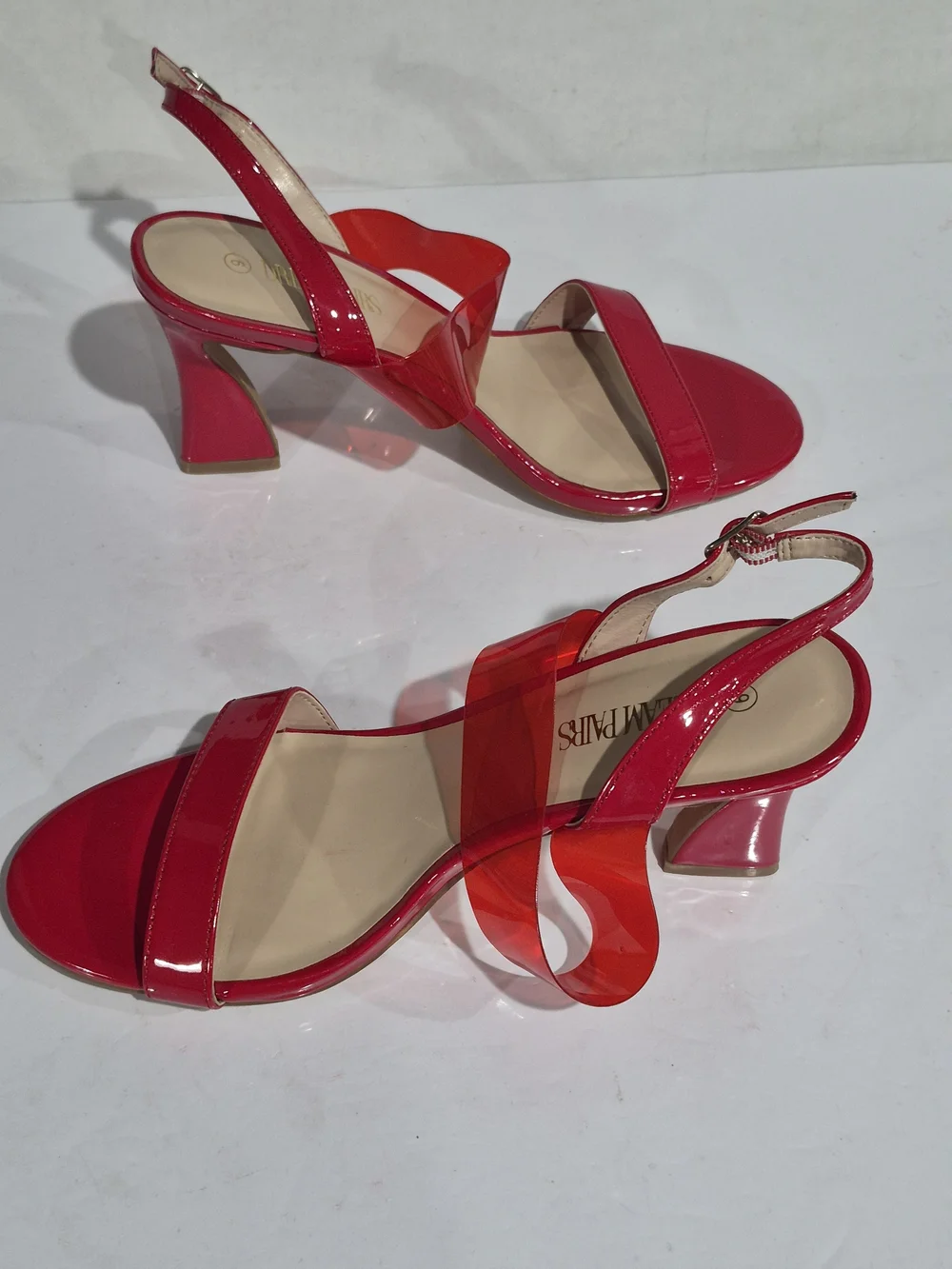 Dream Pairs Red Slingback Sandals with Clear Strap - Size 9 - Picture 4 of 13